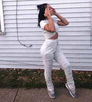 Women's Beige Crop Top & Bottoms