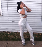 Women's Beige Crop Top & Bottoms
